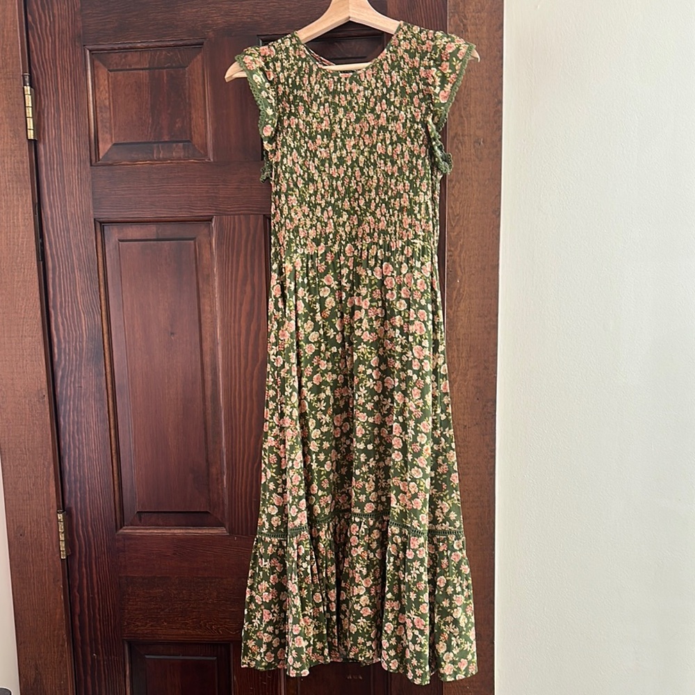 Lost + Wander Green Floral Maxi Dress